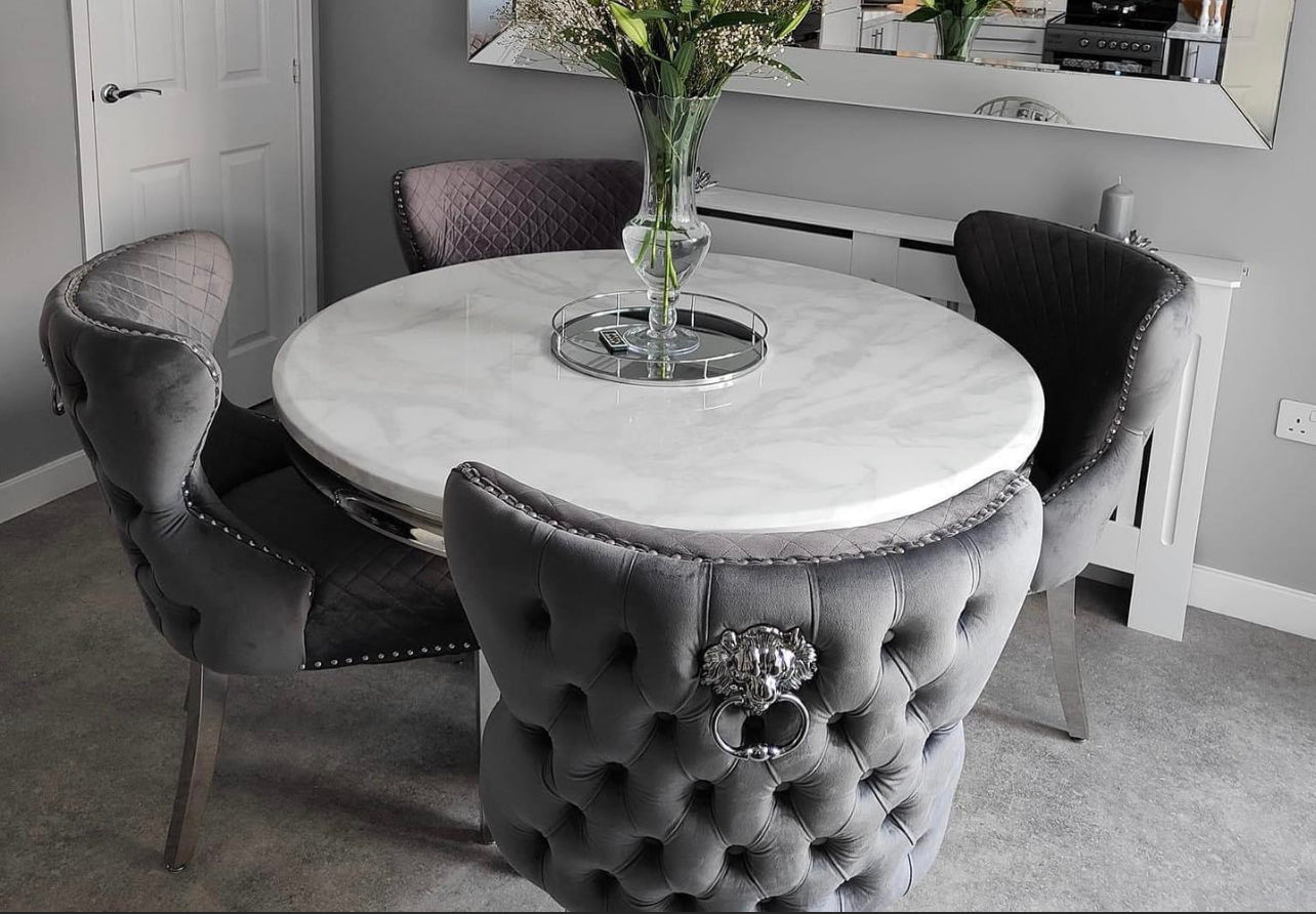 1.3M White Round Marble Dining Table for Luxe Dining | Elite Ambient ...