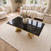 Ravello Black Marble & Gold Coffee Table Black marble luxury coffee table