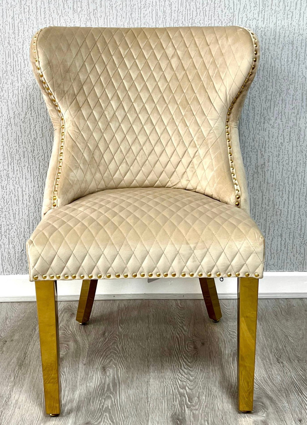 Set Of 2 | Valentino Mink Gold Lion Knocker Dining Chairs – Luxury Dining Chairs UK
