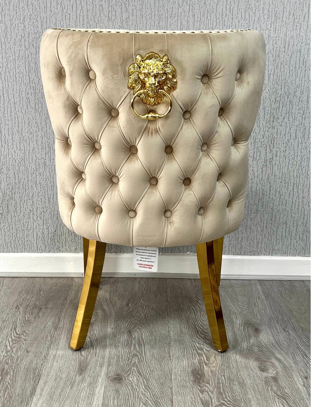 Set Of 2 | Valentino Mink Gold Lion Knocker Dining Chairs – Luxury Dining Chairs UK