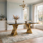 Ravello 180cm Marble Dining Table with Gold Twist Base