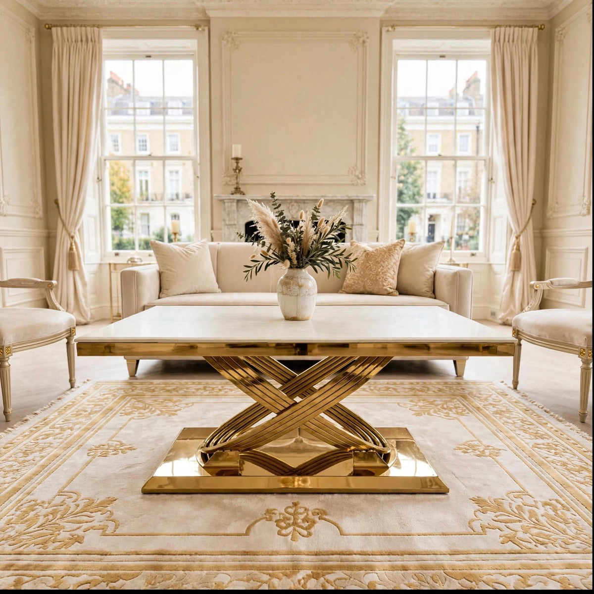 Ravello 180cm Marble Dining Table with Gold Twist Base