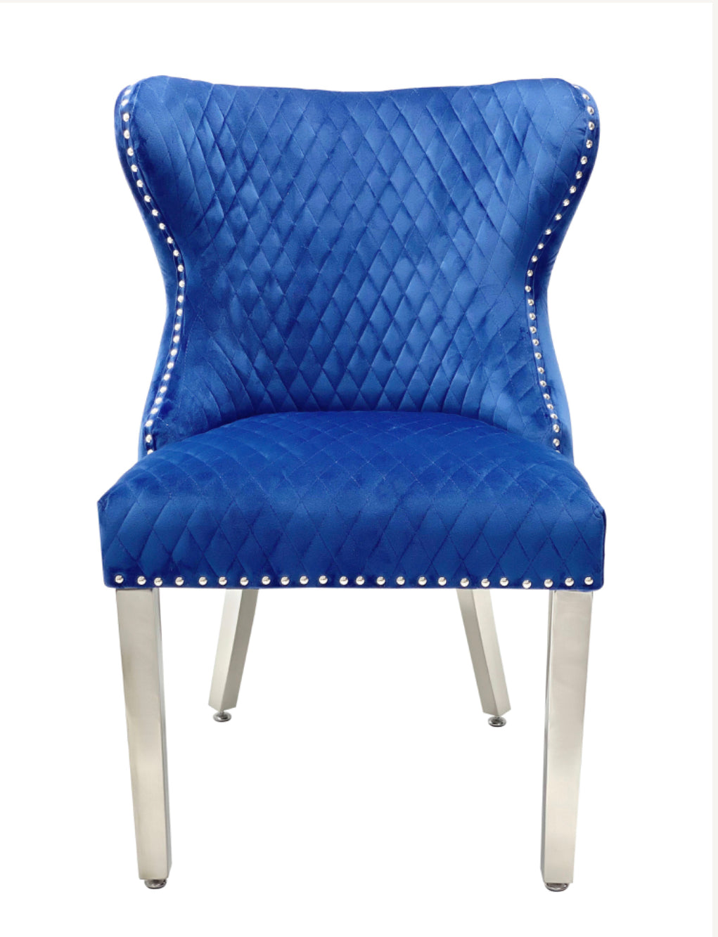 Set Of 2 Chairs | Valentino Navy-Blue Velvet Lion Knocker Dining Chairs – Luxury Velvet Dining Chairs UK