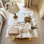 Arianna White Marble & Gold Side Table – Luxury Occasional Table UK