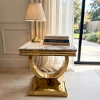 Arianna White Marble & Gold Side Table – Luxury Occasional Table UK