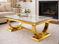 Arianna Cream Marble & Gold Coffee Table Cream marble luxury coffee table