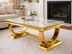 Arianna Cream Marble & Gold Coffee Table Cream marble luxury coffee table