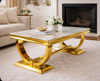 Arianna Cream Marble & Gold Coffee Table Cream marble luxury coffee table