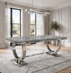 Arianna Grey Marble & Chrome Dining Table luxury marble dining table