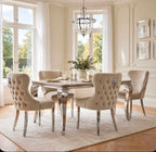 Arianna Light Grey Marble & Chrome Dining Set with Grey Majestic Lion Knocker Chairs