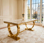 Arianna White Marble & Gold Dining Table luxury marble dining table