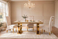 Arianna White & Gold Marble & Gold Dining Set with Cream Sofia Chairs