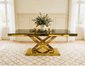 Elina Marble & Gold Dining Table Black
