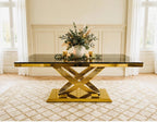Elina Marble & Gold Dining Table Black