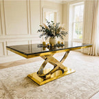 Elina Black Marble & Gold Dining Table luxury marble dining table