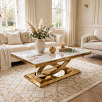 Elina White Marble & Gold Dining Table luxury marble dining table
