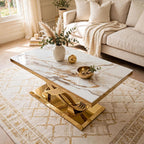 Elina White Marble & Gold Dining Table luxury marble dining table