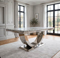 London Grey Marble & Chrome Dining Table Light Grey marble luxury marble dining table