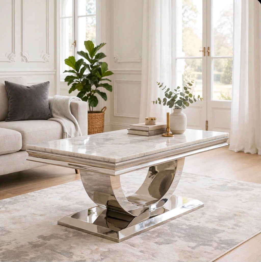 London White Marble & Gold Coffee Table White marble luxury coffee table