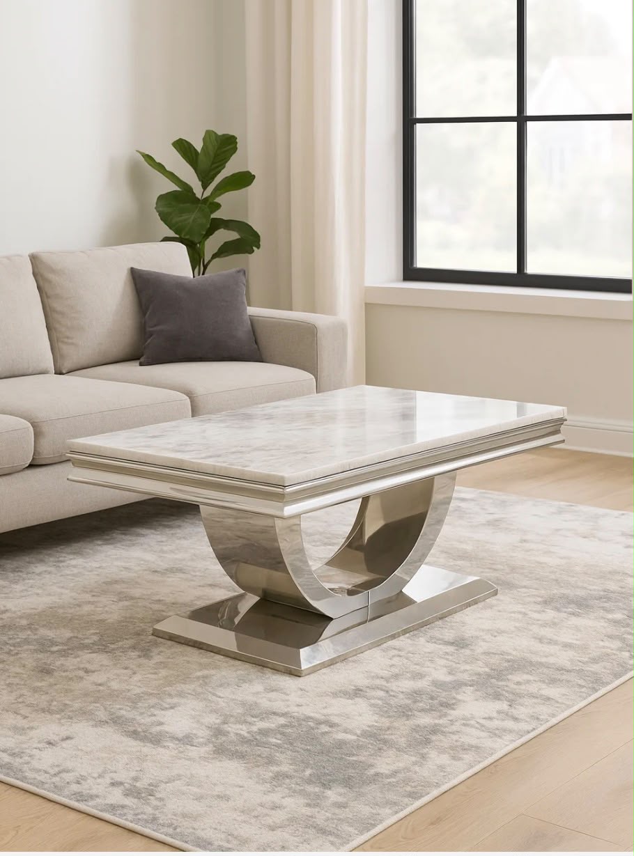 London White Marble & Gold Coffee Table White marble luxury coffee table