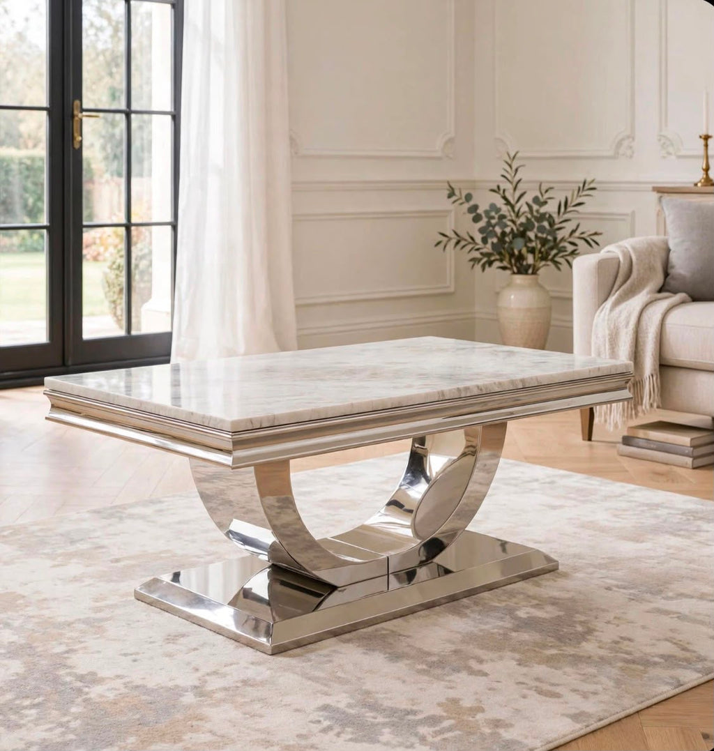London White Marble & Gold Coffee Table White marble luxury coffee table