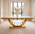 London White Marble & Gold Dining Table White marble luxury marble dining table