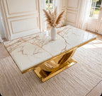London White Marble & Gold Dining Table White marble luxury marble dining table