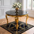 Louis Black Marble & Gold Round Dining Table Black marble luxury marble dining table