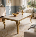 Louis Marble & Gold Coffee Table Cream