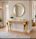 Louis Cream Marble & Gold Console Table Cream marble luxury console table