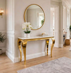 Louis Cream Marble & Gold Console Table Cream marble luxury console table