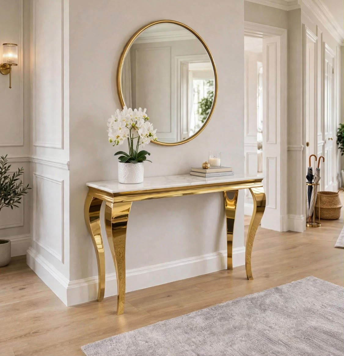 Louis Cream Marble & Gold Console Table Cream marble luxury console table