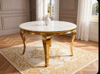 Louis Cream Marble & Gold Round Dining Table Cream marble luxury marble dining table