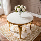 Louis Cream Marble & Gold Round Dining Table Cream marble luxury marble dining table
