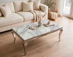 Louis Grey Marble & Chrome Coffee Table Light Grey marble luxury coffee table