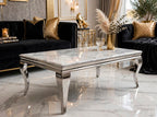 Louis Grey Marble & Chrome Coffee Table Light Grey marble luxury coffee table