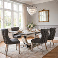 Louis White Marble & Chrome Dining Set with Grey Majestic Lion Knocker Chairs