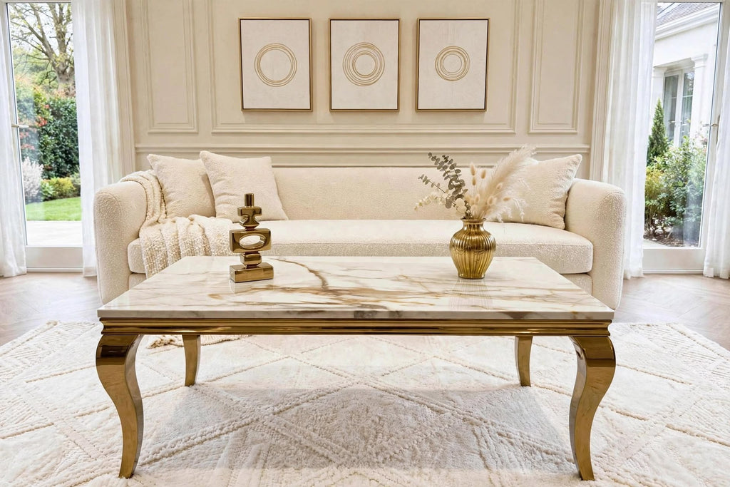Louis Marble & Gold Coffee Table White