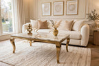 Louis White Marble & Gold Coffee Table White marble luxury coffee table