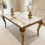 Louis White Marble & Gold Coffee Table White marble luxury coffee table