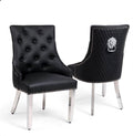 Majestic Leather Lion Knocker Dining Chairs Black