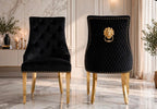 Majestic Gold Lion Knocker Dining Chairs Black