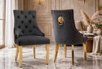 Majestic Gold Lion Knocker Dining Chairs Grey