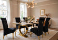 Ravello Black & Gold Marble & Gold Dining Set with Black Victoria Lion Knocker Chairs