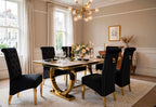 Ravello Black & Gold Marble & Gold Dining Set with Black Victoria Lion Knocker Chairs