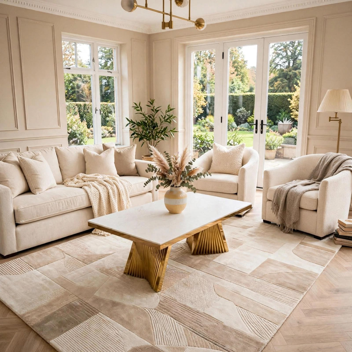Ravello Cream Marble & Gold Coffee Table Cream marble luxury coffee table