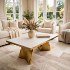 Ravello Cream Marble & Gold Coffee Table Cream marble luxury coffee table