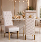 Sofia Gold Square Knocker Dining Chairs Cream