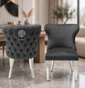 Valentino Lion Knocker Dining Chairs Dark Grey
