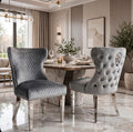 Valentino Lion Knocker Dining Chairs Light Grey